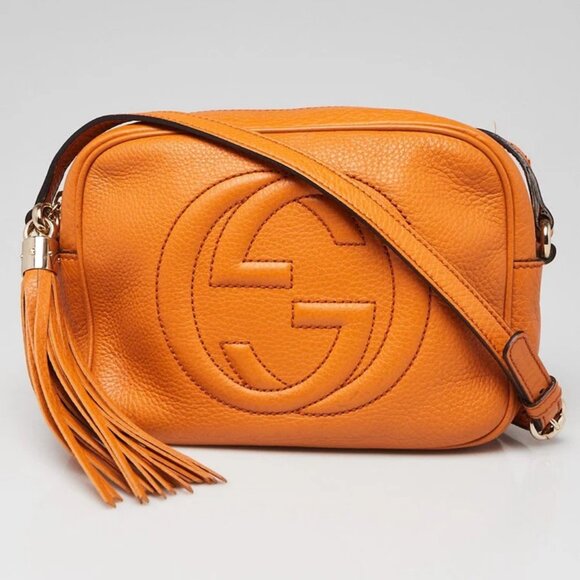 Gucci Orange Pebbled Leather Soho Disco Shoulder Bag - Picture 1 of 12